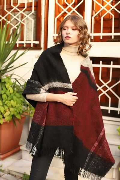 emybox Tasseled Boucle Shawl Spring Winter Autumn Multicolor Shawl Scarf For Shoulder And Neck