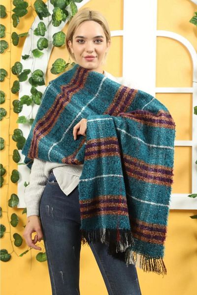 emybox Tasseled Boucle Shawl Spring Winter Autumn Multicolor Shawl Scarf For Shoulder And Neck