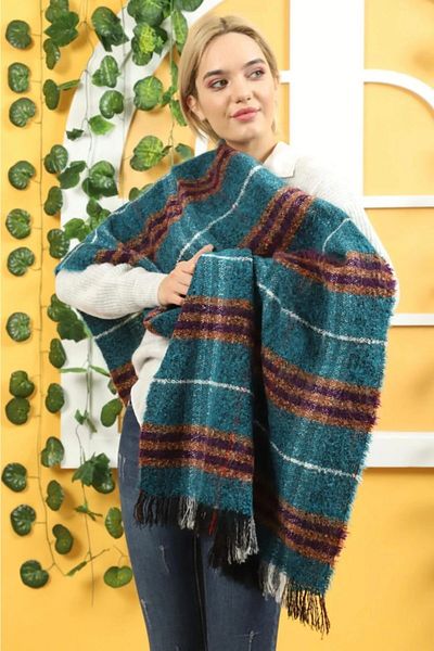 emybox Tasseled Boucle Shawl Spring Winter Autumn Multicolor Shawl Scarf For Shoulder And Neck