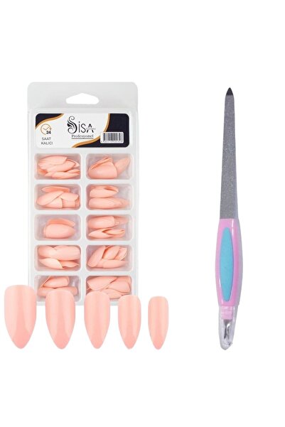 SİSA Cosmetics Profesyonel 100'lü Kutulu Badem Mat Pudra Takma Tırnak Ve Tekl...