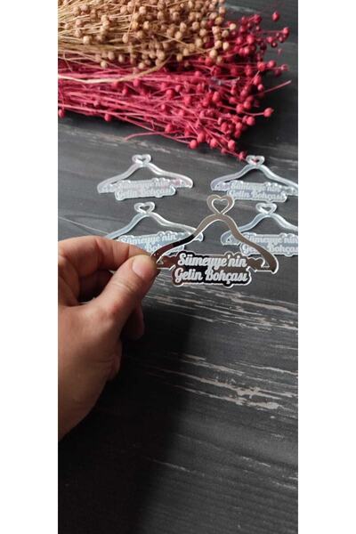 hoby shop Pleksi Gelin Bohçası Yazısı Isme Özel Gümüş(5 Adet)