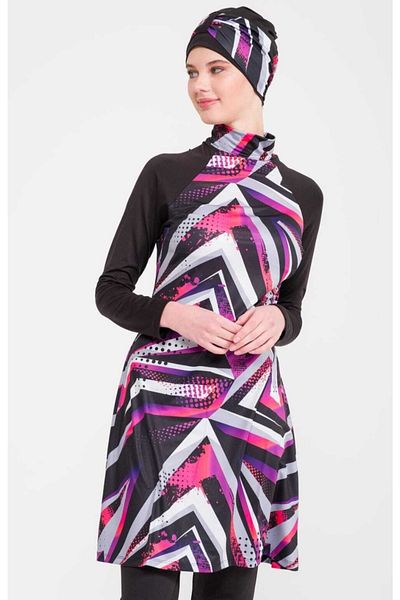 ARMERA Patterned Licra Fabric Hijab Swimsuit