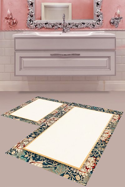 MABEBA TEKSTİL Digital Printing Washable Non-Slip Base Modern Bath Mat 60X90 ...