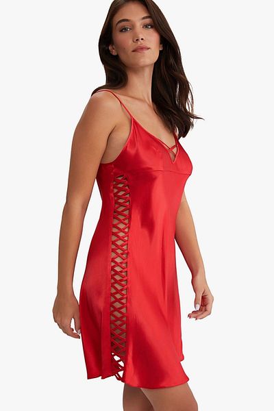 AYYILDIZ 3458 Red Satin Nightgown