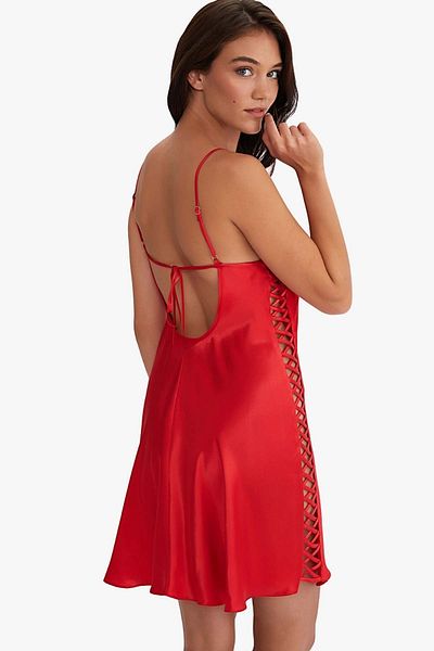 AYYILDIZ 3458 Red Satin Nightgown