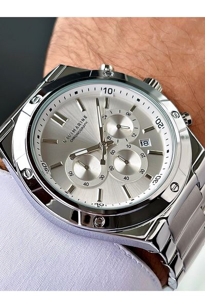 Navimarine Silver Color Functional Steel Strap Men's Wristwatch Bracelet Gift