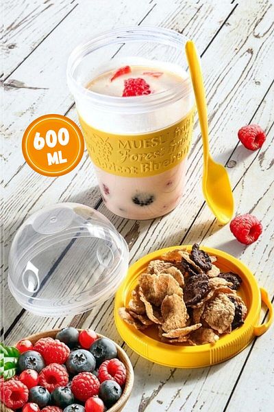 WAPPA Take'n Go Yogurt Container with Spoon Practical Multi-use Ice Cream Container with Spoon