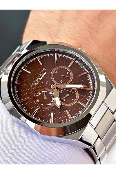 Navimarine Silver Color Functional Steel Strap Men's Wristwatch Bracelet Gift