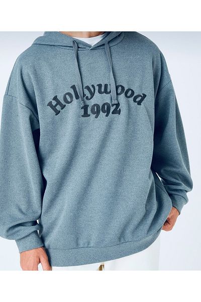 Kübra Tekstil Ανδρικό φούτερ Oversize με λεπτομέρεια κεντήματος