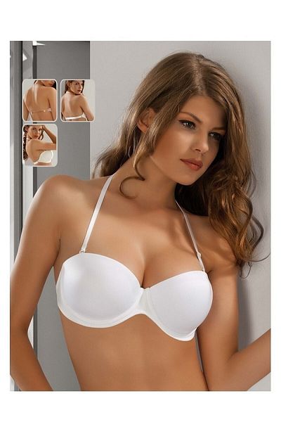 Le Jardin Women's Lilian Halter Neck Back Straps Transparent Unpadded Strapless Bra