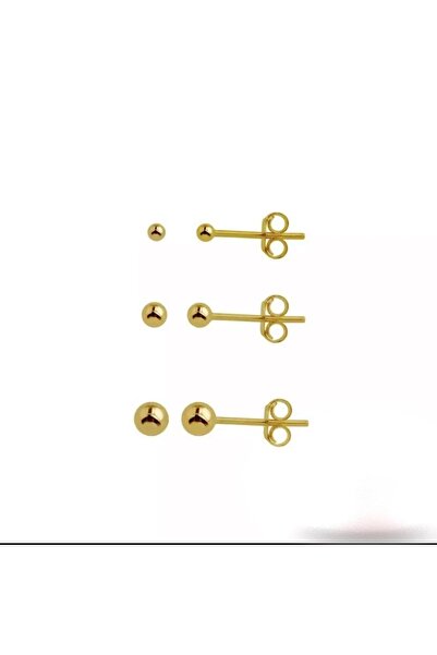 Arescollection Cerrahi Çelik Gold Renk Bir Çift Top Küpe