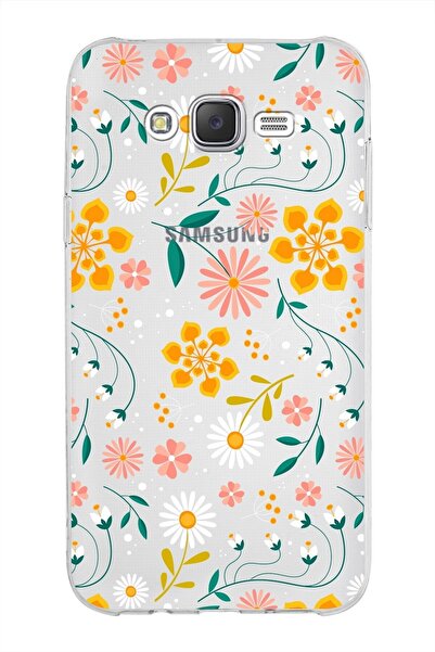 PrintiFy Samsung Galaxy J7 Core Kapak Çiçek Tasarımlı Şeffaf Silikon Kılıf