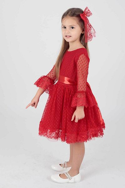 Ahenk Kids Kleid - Rot - Gerüschter Saum