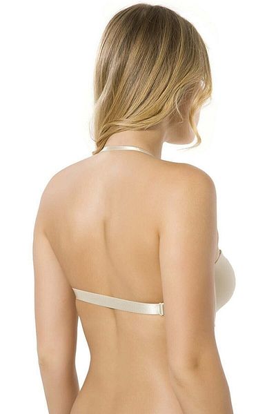 Le Jardin Women's Lilian Halter Neck Back Straps Transparent Unpadded Strapless Bra