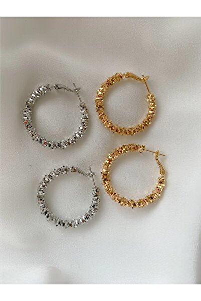 Everglow Jewelry Star Powder Steel Silver Gold Hoop Earrings