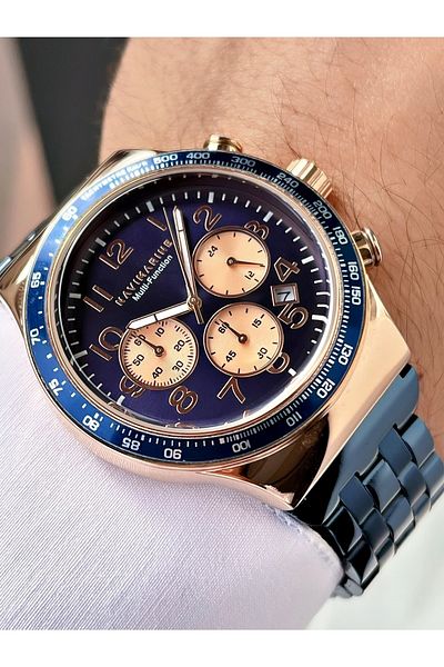 Navimarine Navy Blue Color Functional Steel Strap Men's Wristwatch Bracelet Gift