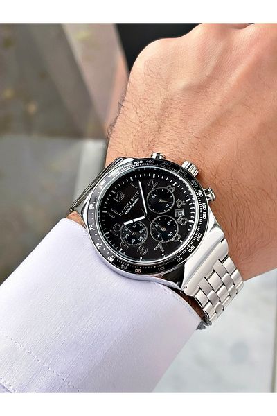 Navimarine Silver Color Functional Steel Strap Men's Wristwatch Bracelet Gift