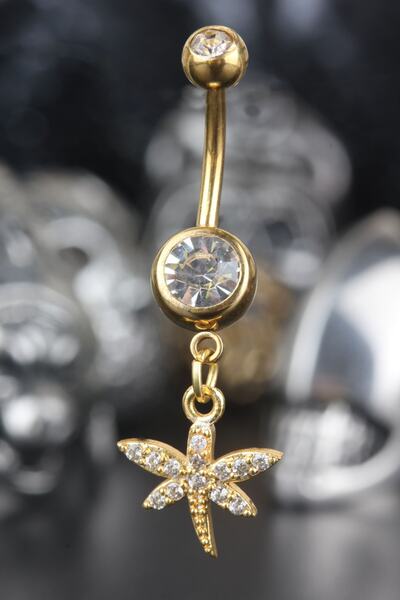 Valhalla 316l Cerrahi Çelik Özel Üretim Zirkon Taş Yusufcuk Göbek Piercing Gold