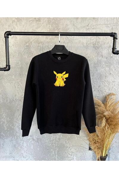 Tarzsokak Черна унисекс блуза от памук с обемна качулка без качулка и принт н...