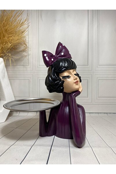 biomaxi plus Tepsili Kız Sunumluk Mor & Beyaz Benek (34 CM X 27 CM)