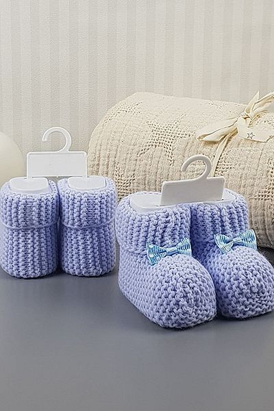 Çikibom Bilgetrend Ribbon Detailed Knitted Baby Booties 0-6 Months Blgtrnd-bpm
