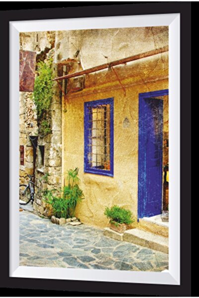 Hayat Poster Home Artistic Frame Appearance Wooden Painting with Blue Louvers
