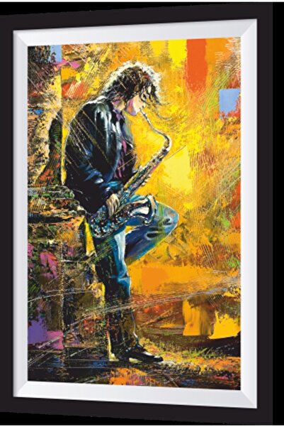 Hayat Poster Young Artistic Frame Look Wooden Painting Playing Saxophone