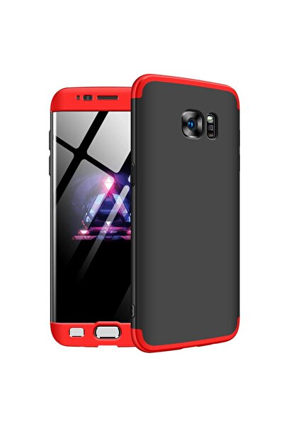 Microsonic Galaxy S7 Edge Kılıf Double Dip 360 Protective Siyah Kırmızı