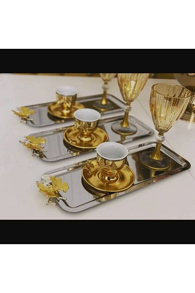 Elzemm store Stainless Steel 6 Piece Baton Presentation Tray Lux Presentation with Butterfly Accessory