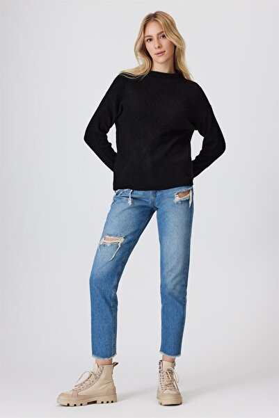 Lee Cooper Black Chaya Women's Sweater - Half Turtleneck