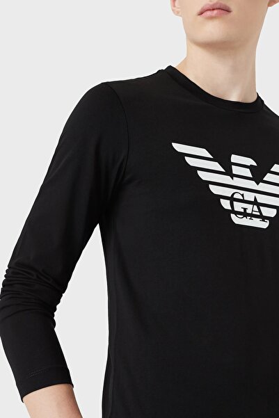 Emporio Armani Με λογότυπο Slim Fit Crew λαιμόκοψη μακρυμάνικο βαμβακερό μπλουζάκι Ανδρικό μπλουζάκι 8n1tn8 1jpzz 0