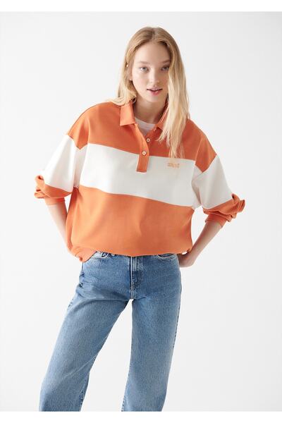 Mavi Logo Printed Orange Polo T-Shirt Oversize / Wide Cut1611028-83104