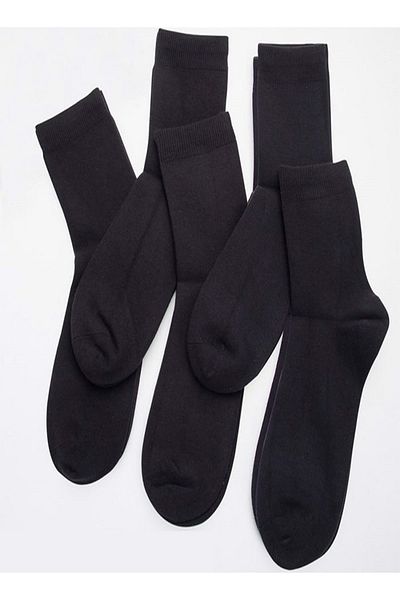 chulfa Ανδρικές κάλτσες απλές μαύρες Lycra Long 5 Pack
