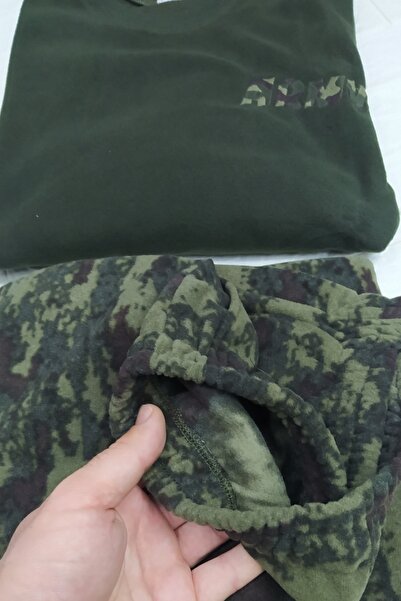 bigiyin Yeşil Erkek Polar Pijama Takım Polar Gecelik Kışlık Erkek Pijama Takımı