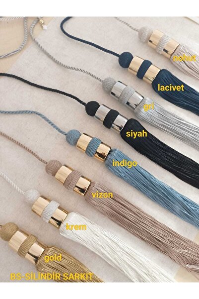 BeSe HOME Metalize Silindir Sarkıt Perde Aksesuarı Perde Süsü