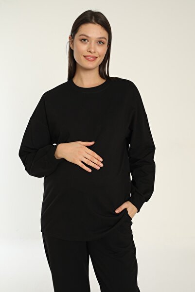 Miss Dünya Lissa Siyah Bol Kesim Hamile Ve Lohusa Eşofman Takımı