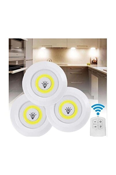 NEWSTORE HOME Uzaktan Kumandalı 3'lü Spot Led Lamba Kablosuz Pilli Işıldak
