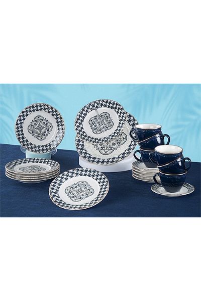 YzHome Porcelain Ethnic Patterned 19 Piece Porcelain Treat Set