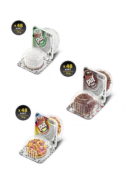 Eti 48-Piece Puff Box - 3-Piece Mixed Set (Cocoa, Colored, Coconut)
