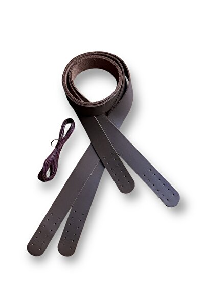 alfa tasarım atölyesi Hakiki Deri Dikilebilir Çanta Sapı (çift/75 Cm) - Koyu Kahve