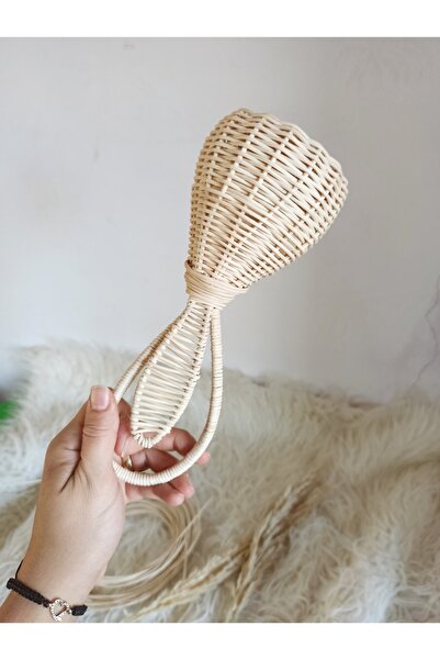 gudelidekor Bambu Hasır Rattan Çıngırak, 25 cm, Ekru, doğal ve şık çocuk oyun...