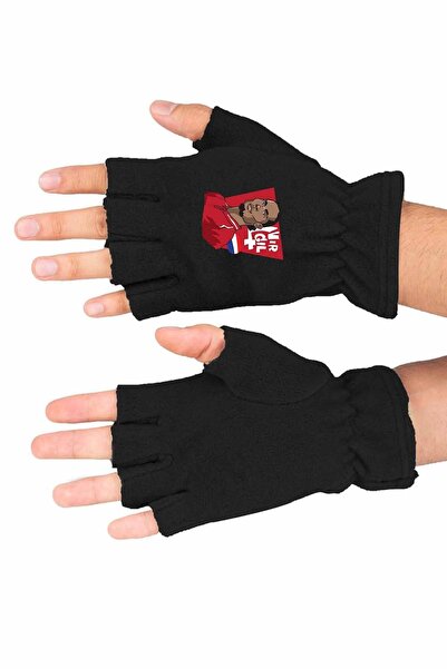 Zeron Tasarım Virgil Van Dijk Fleece Snow Mask Cut Gloves Set Black Bll1211