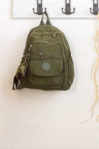 İMAKS Small Size Crinkle / Clinkir Waterproof Fabric Multi-Eye Daily Women's Backpack Dark Green 8317