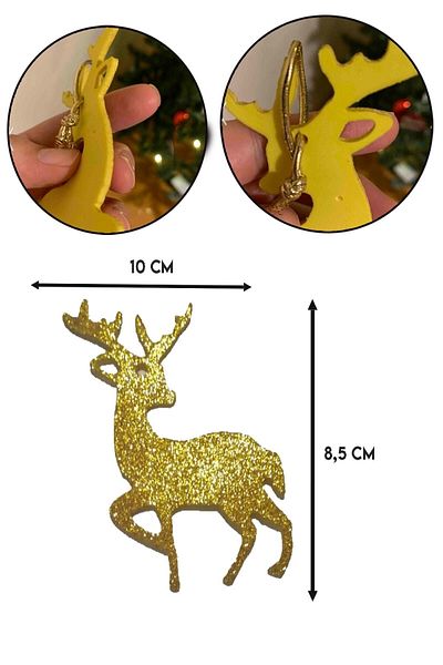 Partifabrik Gold Felt Deer Christmas Tree Ornament Glittered Eva Tree And Gift Ornament 6 Pieces