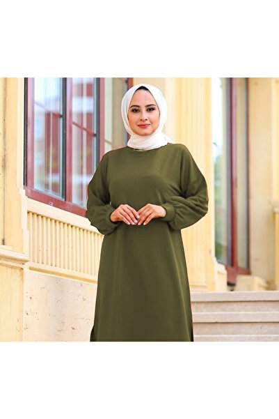 Aşkı Endam Large Size Moonlight Two Thread Tunic - Khaki