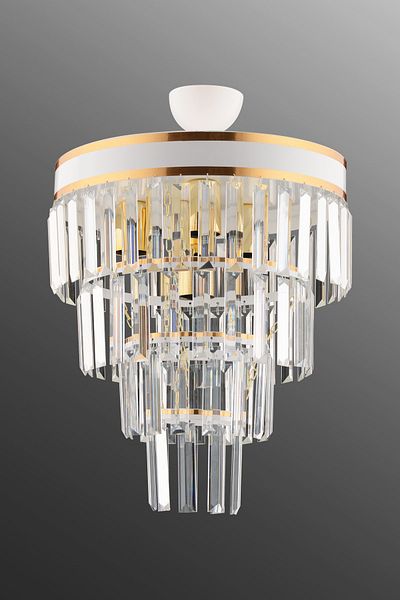 KUZEY AYDINLATMA Çağla 5-Piece White Four-Layer Crystal Stone Modern Chandelier