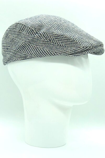 Hoppe قبعة شتوية صوفية مخيطة باللون الرمادي باللون الأزرق الداكن بنمط متعرج رياضي فاخر