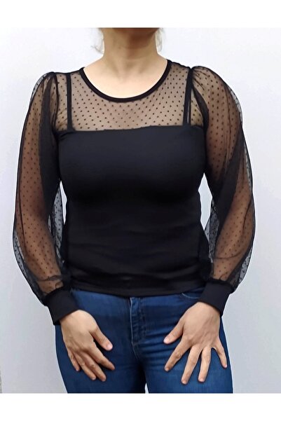Hepsibitarz Kadın Siyah Transparan Bluz