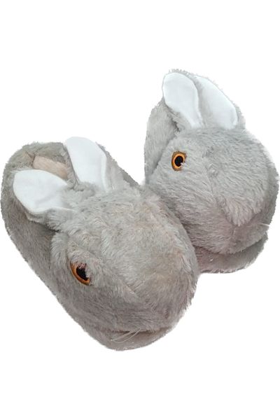 AkınalBella Papuci de damă Grey Rabbit Pantofi de acasă