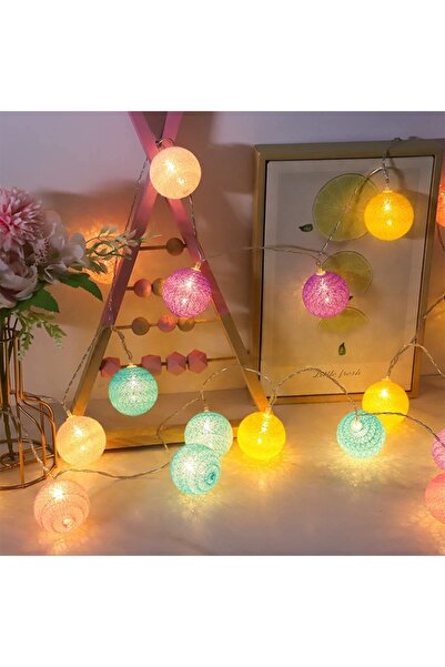 epazzar Led Işıklı Toplar Dekoratif Süsleme 2 Metre 10 Lu Renkli Toplar Led Aydınlatma Pilli Işık